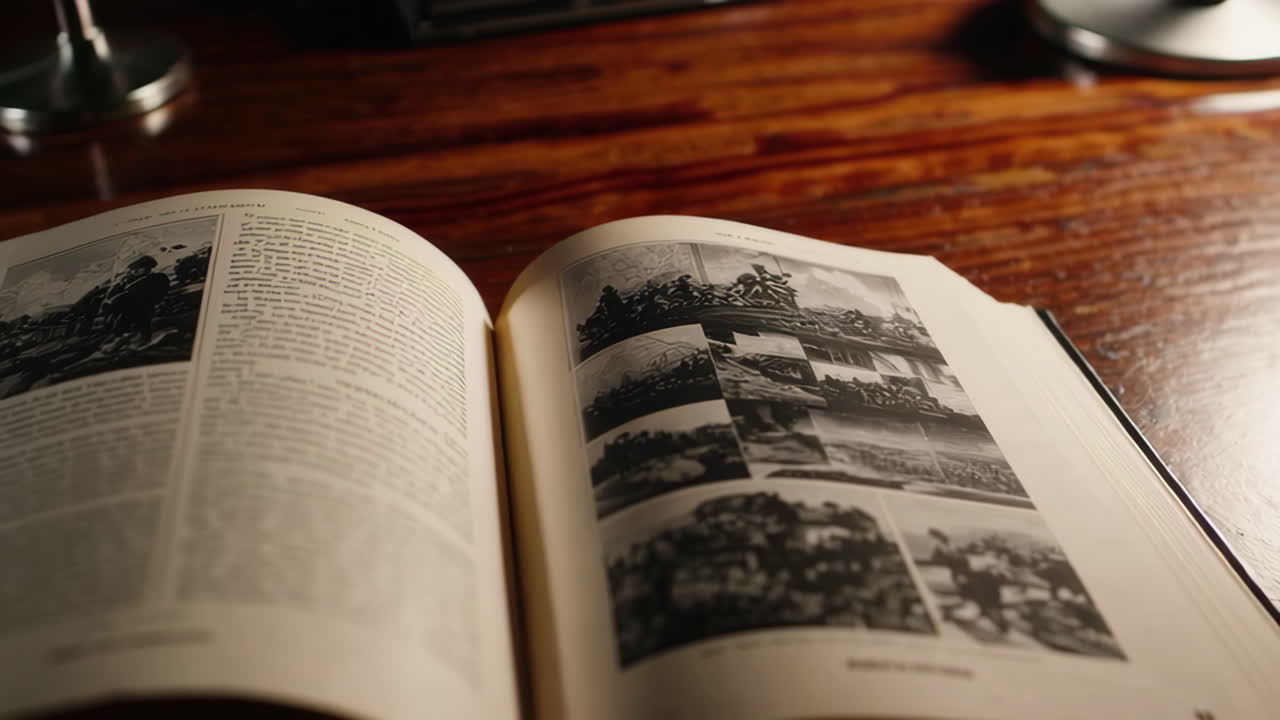 Open Book with Historical War Photographs