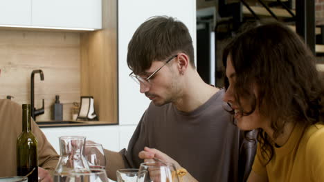 friends having lunch indoors