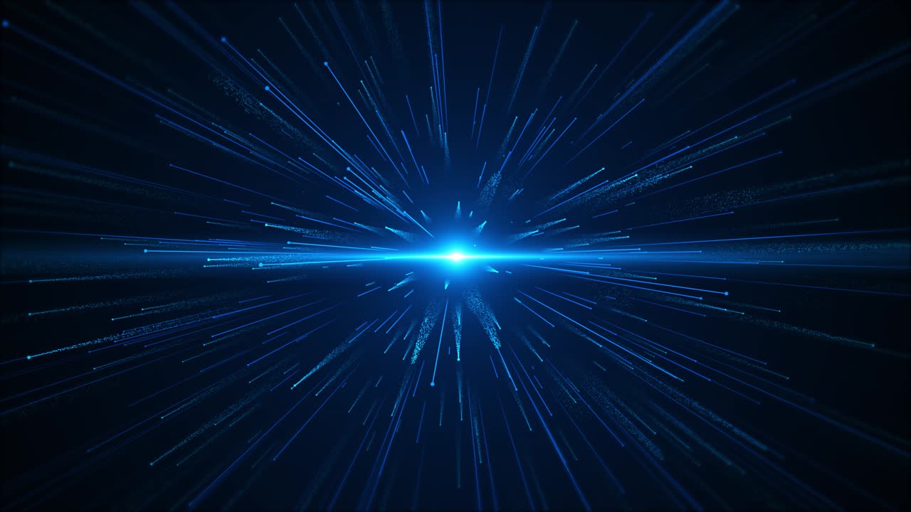 Digital space sci fi tunnel with green blue neon big data hi tech information flow blockchain high