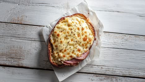 delicious croque monsieur with melted cheese and ham