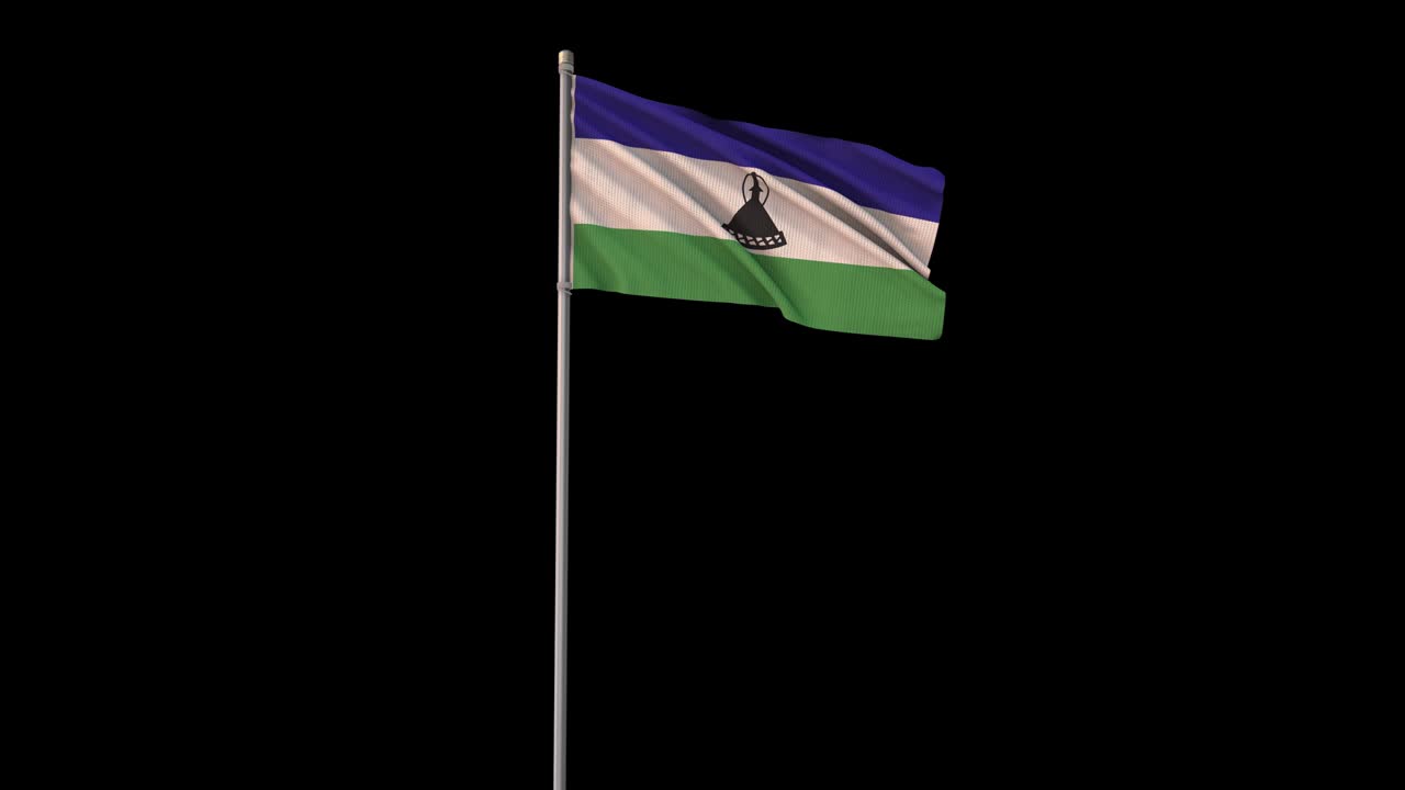 Drapeau du Lesotho avec canal alpha, vidéo 4K transparente.