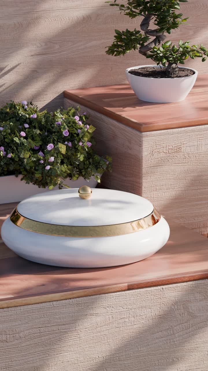 Still life with bonsai and geometric shapes