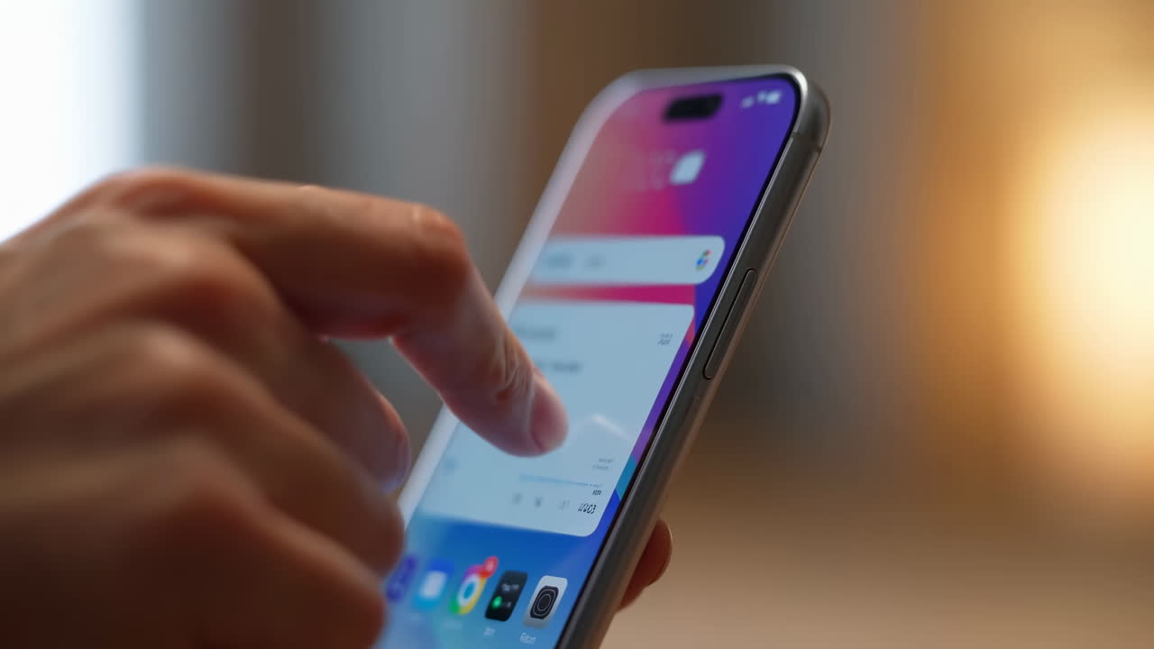 Close-Up of Hand Tapping and Swiping on Smartphone Screen