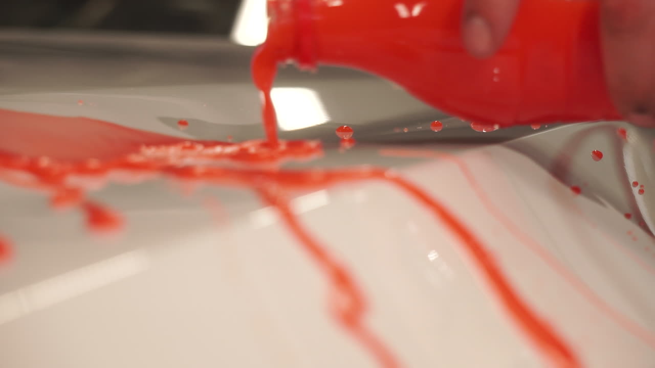 Applying Red Paint to a Car Hood