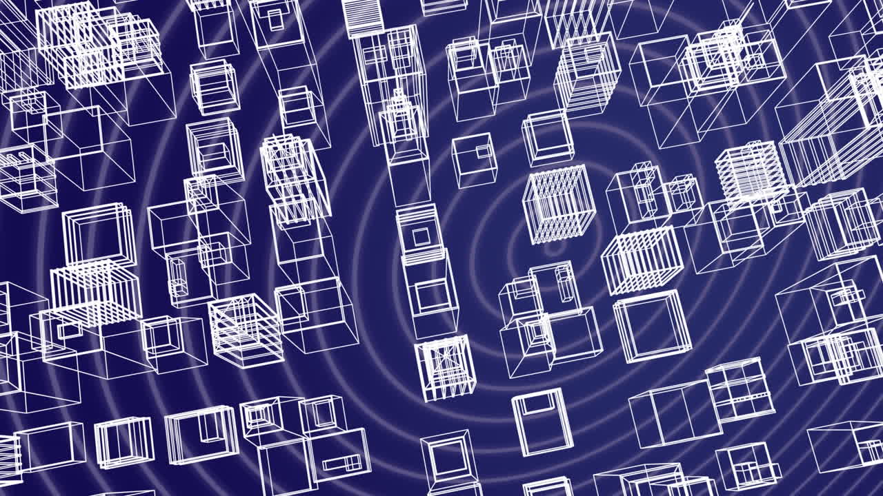 Animation of 3d architecture city drawing moving with scope scanning