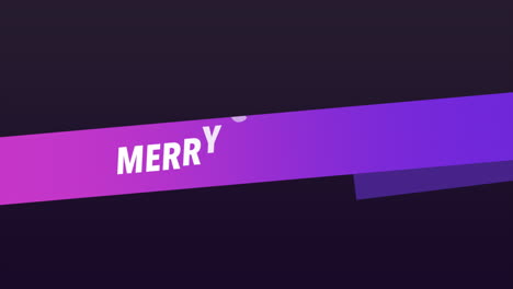 modern merry christmas text with purple lines on black gradient