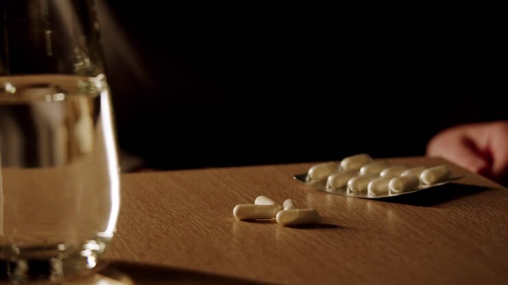 Person Taking Medication at Night