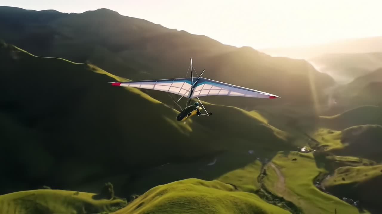 Hang Gliding over Lush Mountain Valley