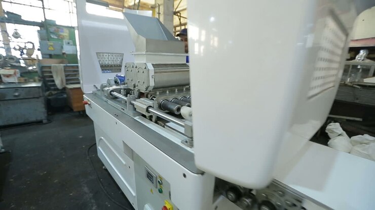 Man Working With Machines. BAR, UKRAINE - AUGUST 2017: Mechanical engineering control machine in factory