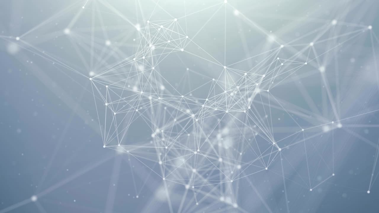 Abstract Futuristic Geometric Plexus Digital network of blue dot and white lines, dots, Triangles and node. Computer Network Data, Big Data, Connection Technology Seamless Loop Background