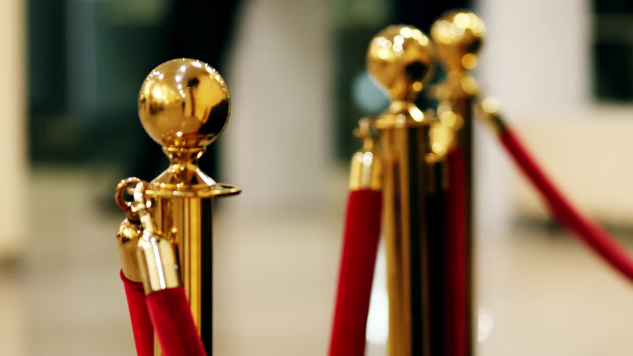 박물관 또는 vip 구역 콘서트에서 귀중한 전시물에 닫힌 벨 빨간 럭셔리 로프