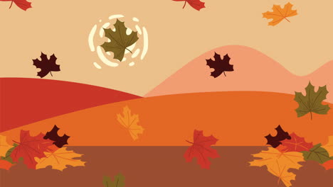 autumn season landscape animation