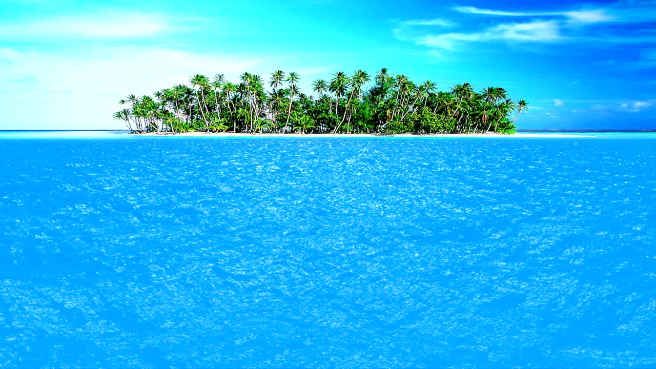 바다의 완벽하게 원활한 루프, 바다의 물결, 은 날의 움직임, 바다와 땅의 섬.