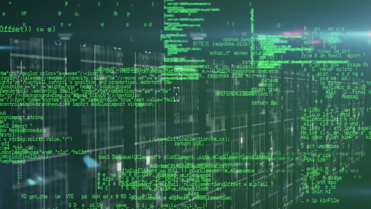Animation of data processing over server room