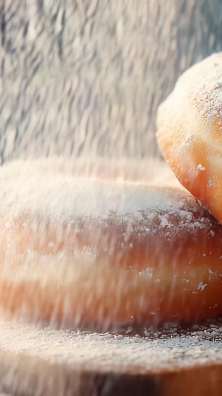 Delicious Glazed Donuts Covered in Powdered Sugar: A Tempting Treat Captured in Mouthwatering Detail, Perfect for Dessert Lovers and Sweet Tooth Enthusiasts