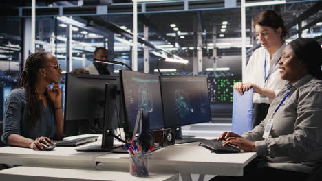 vertical video happy data center manager pleased by work done by team integrating ai