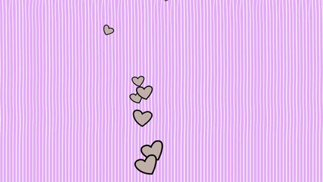 fly grey romantic hearts on shiny purple striped gradient