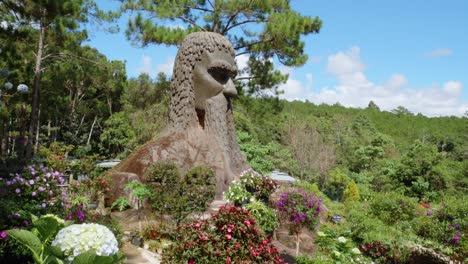 clay statue of a bearded man in da lat sculpture museum, clay tunnel or clay village in vietnam