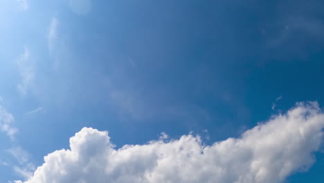 little light clouds quickly flying by the wind. cloudscape gathering in the sky. low angle view. timelapse.