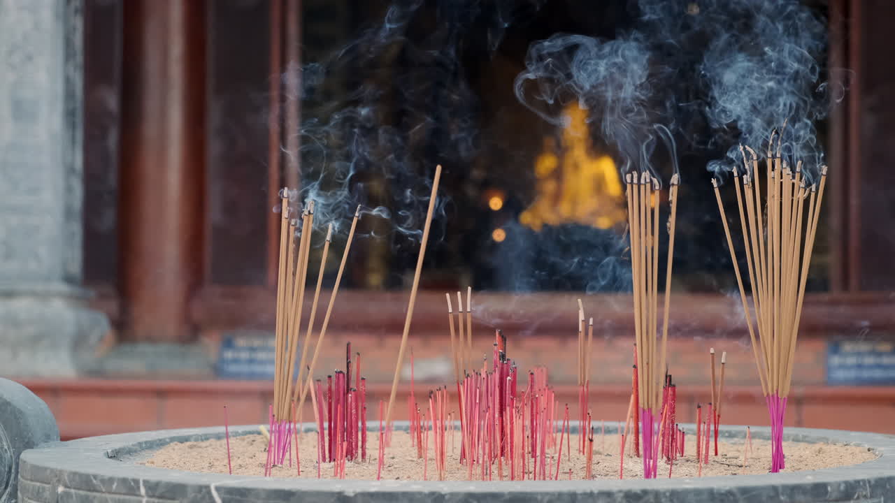 Incense Sticks Burning in a Temple