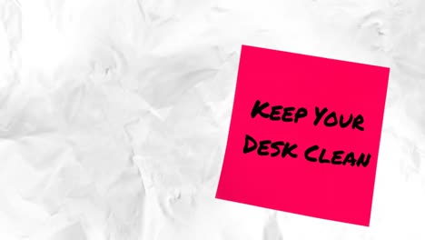 Animation-of-keep-your-desk-clean-text-over-shapes