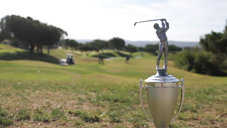 golf trophy on a golf course