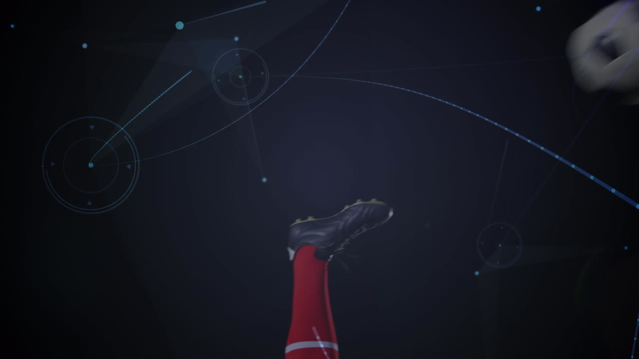 animación de redes de conexiones sobre el jugador de fútbol