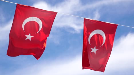 turkish flags flying in the wind