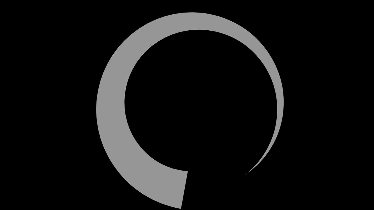 objeto gráfico en blanco y negro con efecto estroboscópico e hipnótico, que gira en el sentido de las agujas del reloj disminuyendo el tamaño de pantalla completa a desaparecer en el centro, en formato de video 16: 9