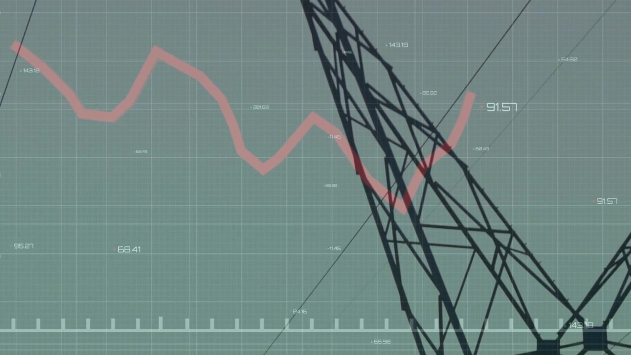 Data Graph Overlaying Electricity Transmission Tower