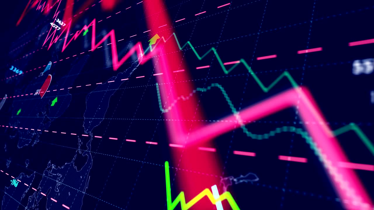 Grafik 3D saham dan bisnis yang berkembang