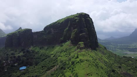 aerial view of the scenic landscape of sahyadri mountain range during monsoon, trimbakeshwar, nashik, maharashtra, india