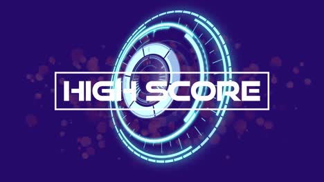 animation of high score text over scope scanning and spots on blue background