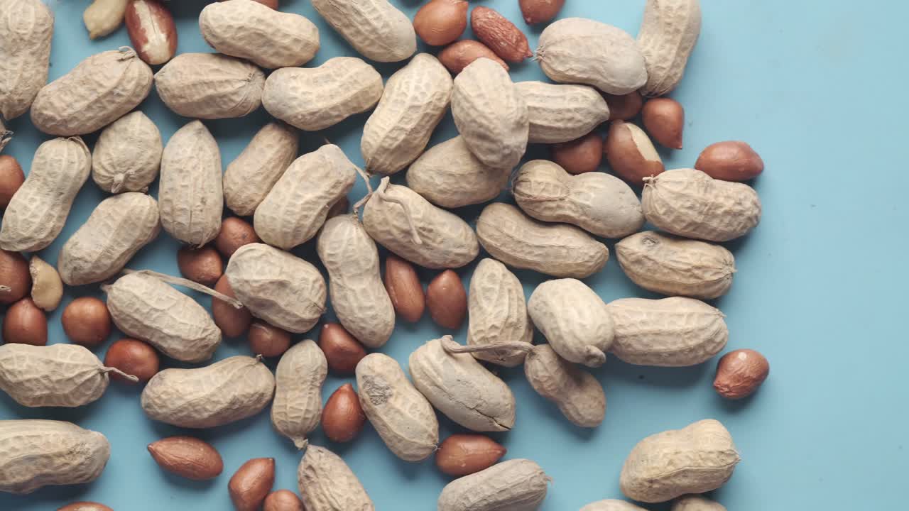 밝은 파란색 배경에 땅콩