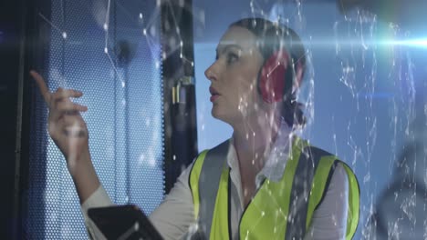 animación de conexiones a través de servidores de verificación de mujeres caucásicas