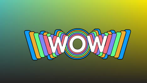 animación de texto wow sobre fondo verde.