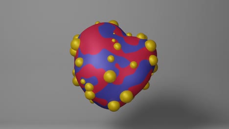 manchas abstractas de color rosa y violeta en una forma líquida con burbujas amarillas remodelan y transforman. animación de objetos creativos renderizados en 3d