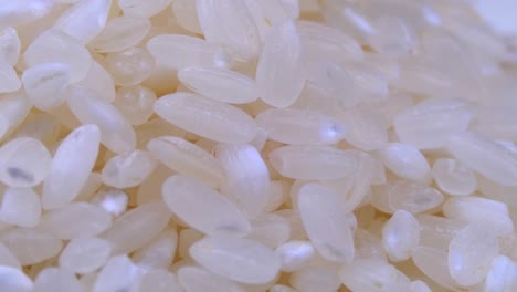 grains of raw rice rotate close-up