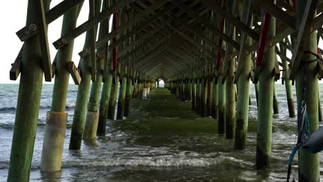 una hamaca ondea con la brisa bajo el muelle en folly beach, carolina del sur