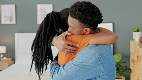 Couple-hug,-African-kiss-and-happy-in-love