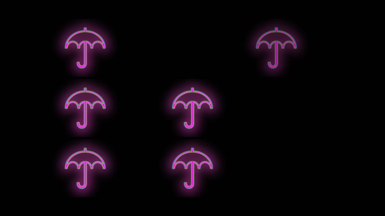 patrón de paraguas morado con luz de neón