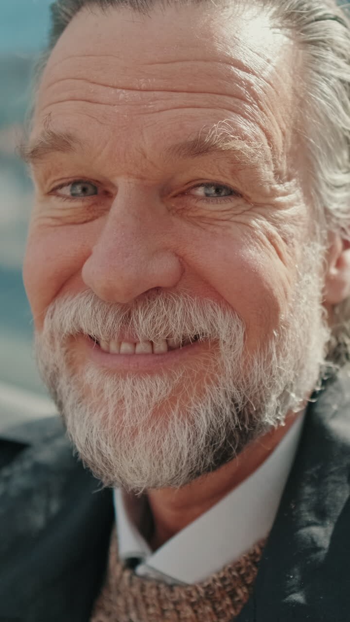 Happy Senior Man Smiling Outdoors