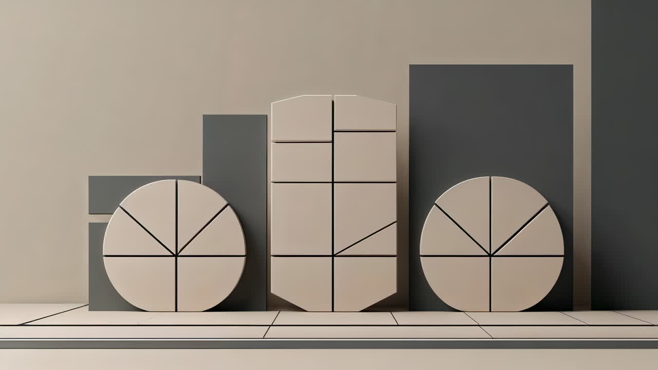 Abstract Geometric Shapes Arrangement in Neutral Tones