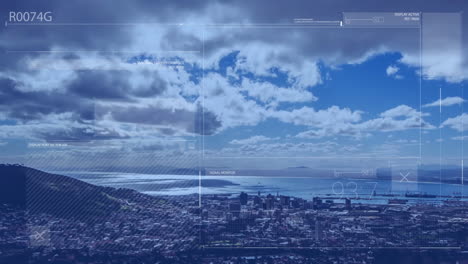 animación del procesamiento de datos sobre el paisaje urbano