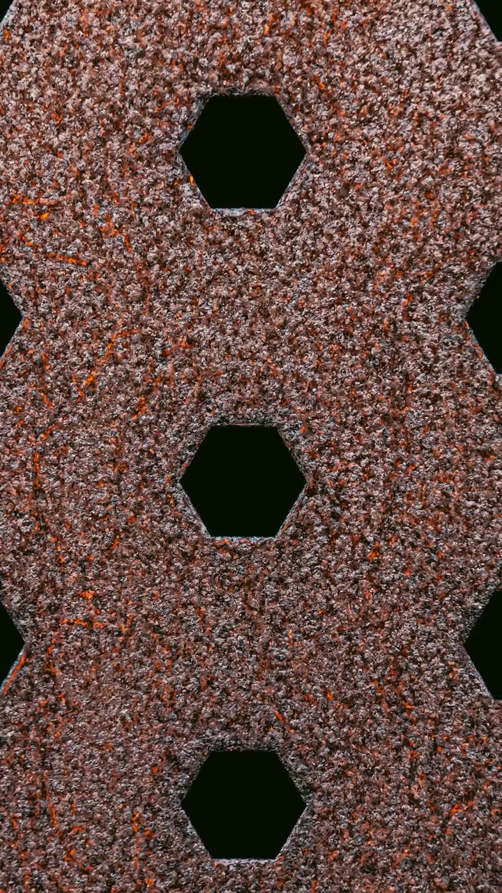 Rusty metal with hexagonal perforations pattern
