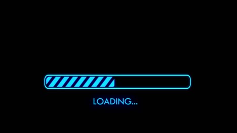 2d motion. full download bar with loading message flashing while waiting.