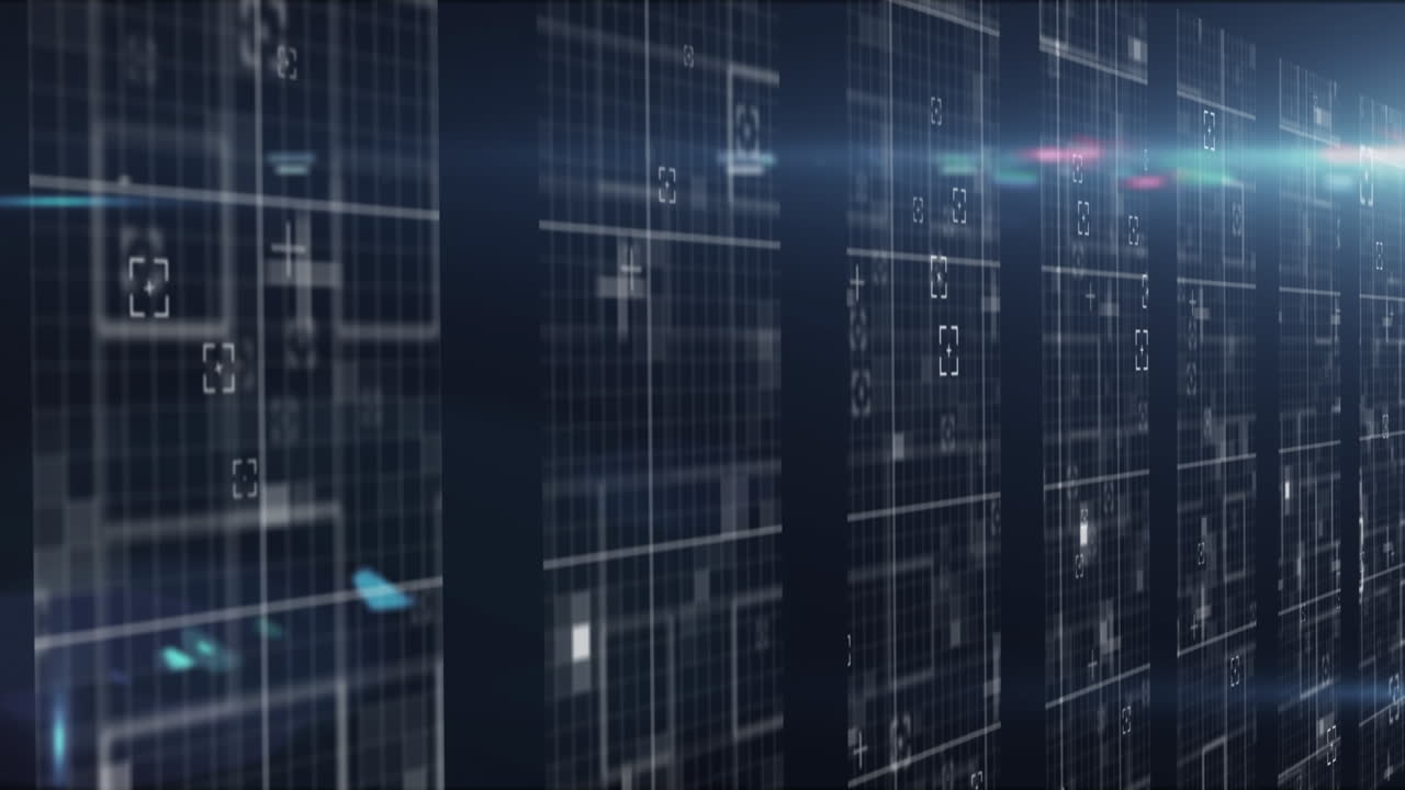 animación del procesamiento de datos sobre un fondo oscuro