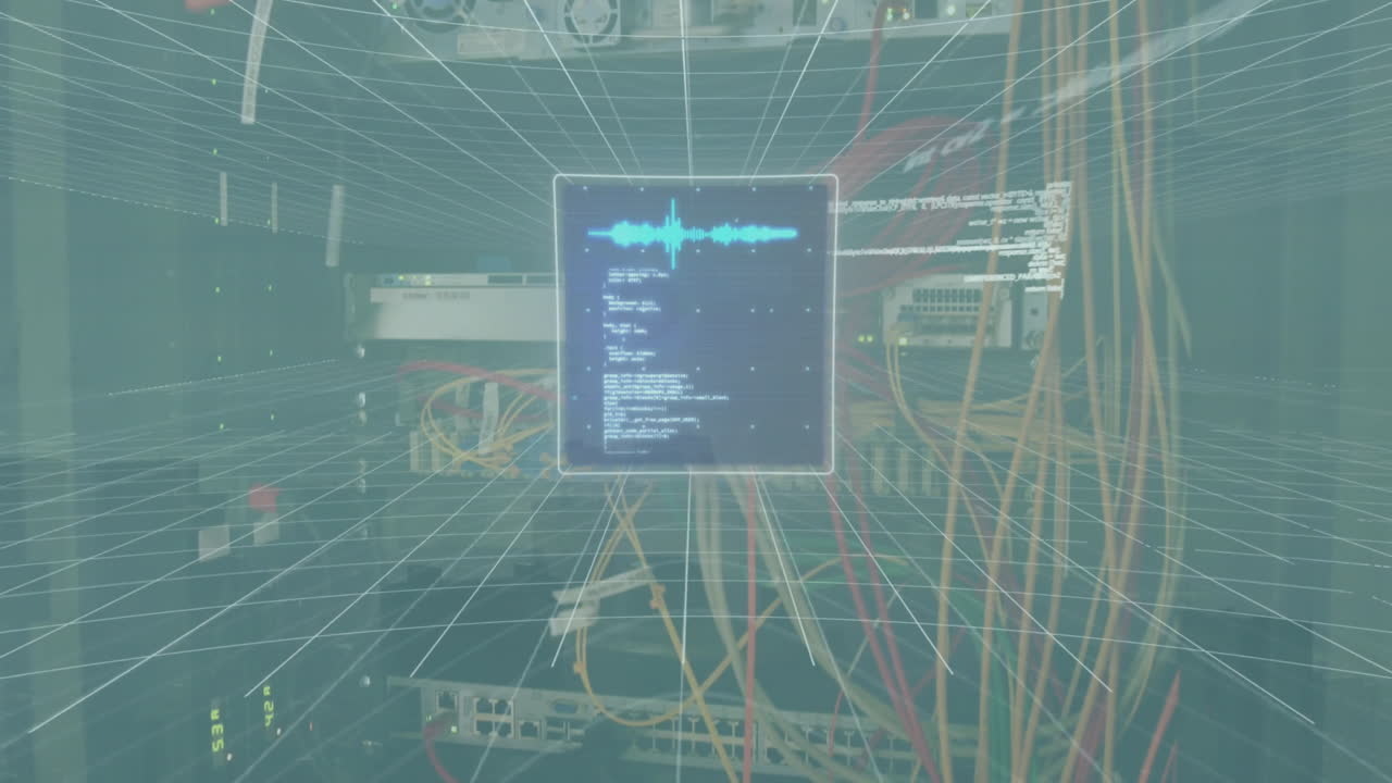 animación de la pantalla con procesamiento de datos a través de un servidor informático