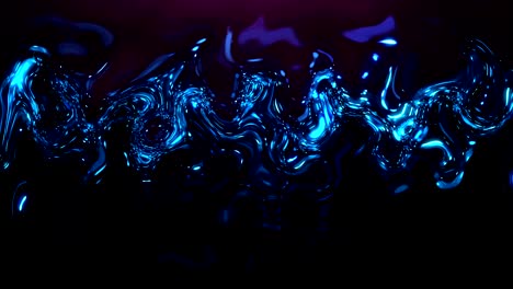 blue liquid particles background. neon lights background. loop