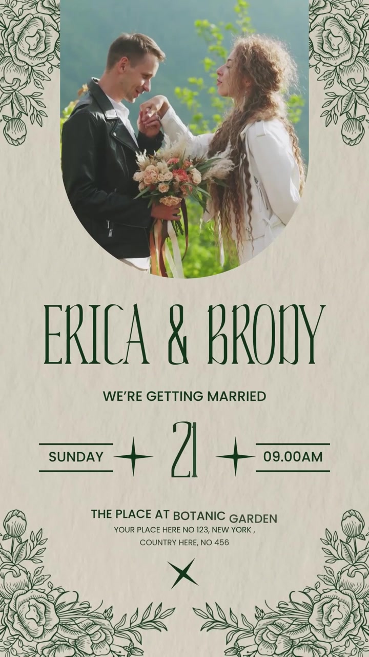 Invito di matrimonio classico, ritratto